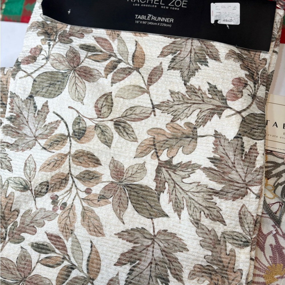 Rachel Zoe Table Runner Leaf Print 16” x 90” - Picture 11 of 12